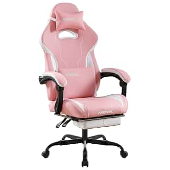 NIONIK Gaming Chair with Footrest and Massage Lumbar Support